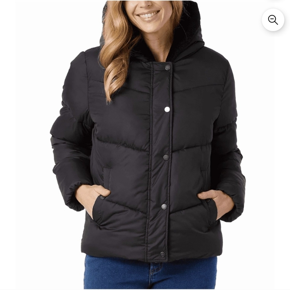 32 Degrees Women's Black Hooded Puffer Jacket